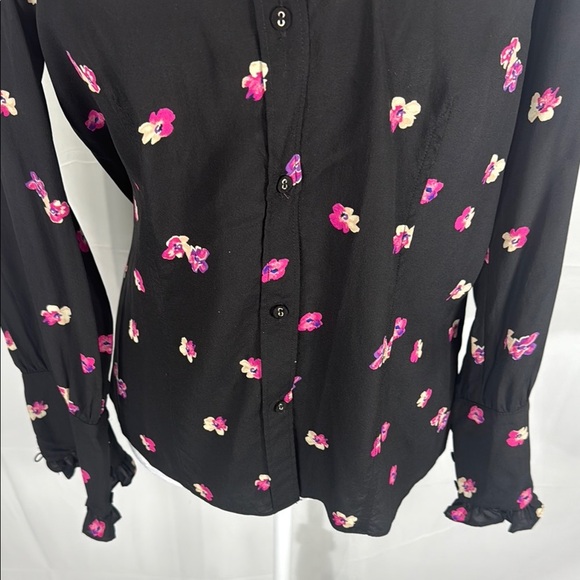 Rebecca Taylor Floriana Stretch Floral Button Up Blouse Size 6 - Picture 4 of 10